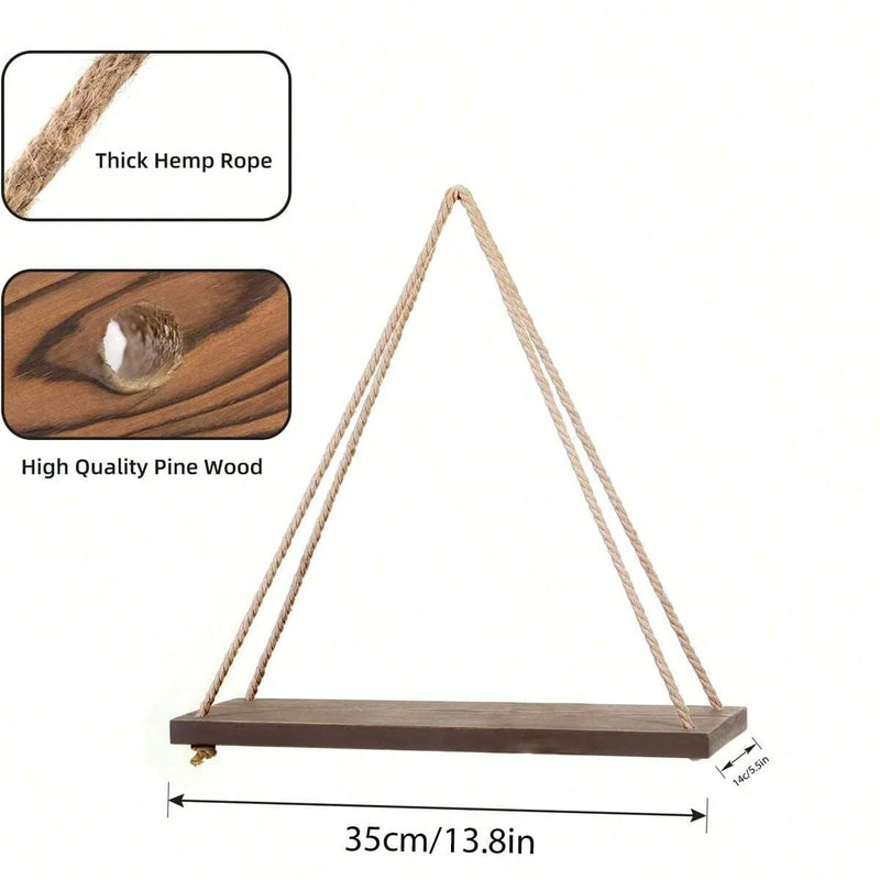 Wooden Swing Hanging Hemp Rope